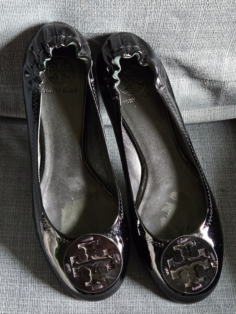 Authentic Tory Burch Black Patent flats 10.5
